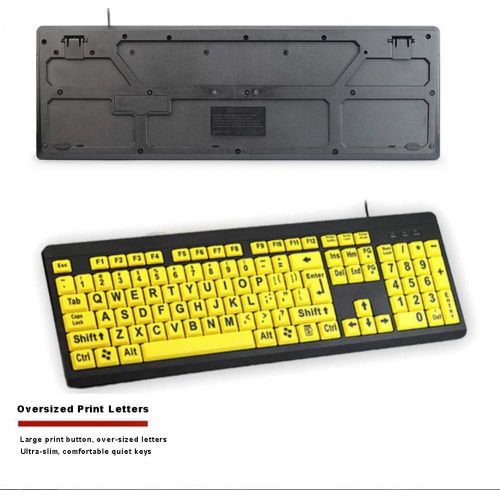  [아마존베스트]BOOGIIO Large Print Computer Keyboard, Wired USB High Contrast Keyboard with Oversized Print Letters for Visually Impaired Low Vision Individuals (Yellow+Black)