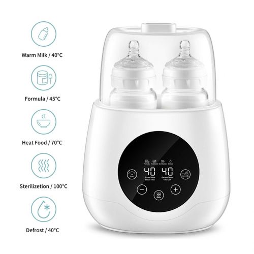  [아마존베스트]BOPEN Baby Bottle Warmer, Bottle Steam Sterilizer 6-in-1 Double Bottle Baby Food Heater for Evenly Warm Breast Milk or Formula, Intelligent LED Panel Control real-time Display of Fast Wa