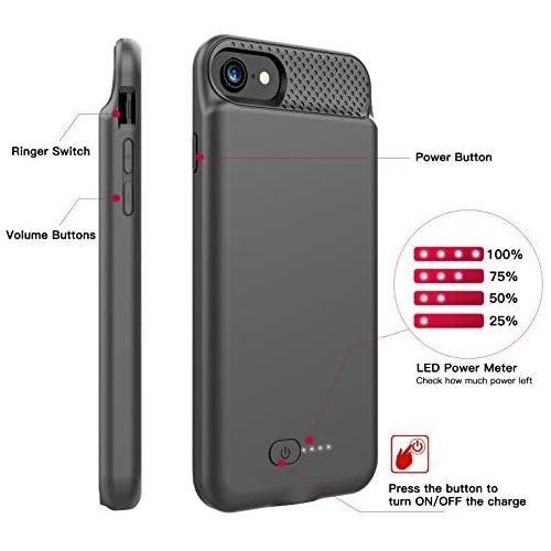 [아마존베스트]BOPPS Battery Case for iPhone SE(2020) 7/8, Ultra Slim 4200mAh Charging Case, Portable Rechargeable Charging Case for iPhone 7/8/SE 2020 Battery Case, (4.7inch)(Black)