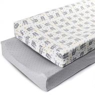 [아마존베스트]BORITAR Boritar Changing Pad Covers Grey for Boys Super Soft Stretchy Jersey Knit and Semi-Waterproof 2 Pack Set, Lovely Bears and Dots Printed 16 × 32 Inch