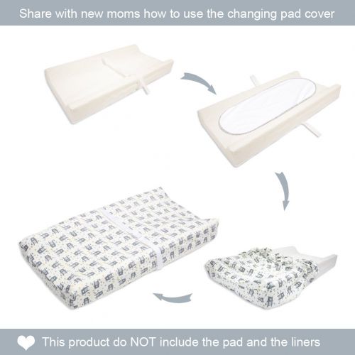  [아마존베스트]BORITAR Boritar Changing Pad Covers Grey for Boys Super Soft Stretchy Jersey Knit and Semi-Waterproof 2 Pack Set, Lovely Bears and Dots Printed 16 × 32 Inch