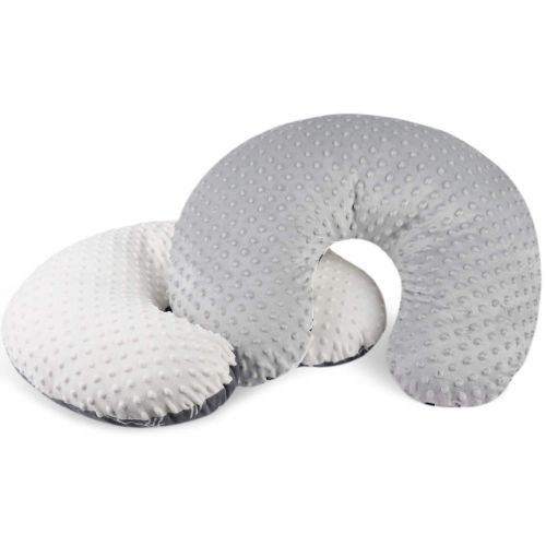  [아마존베스트]BORITAR Minky Nursing Pillow Covers 2 Pack, Super Soft Grey Arrow and Stars Printed with Dotted Backing