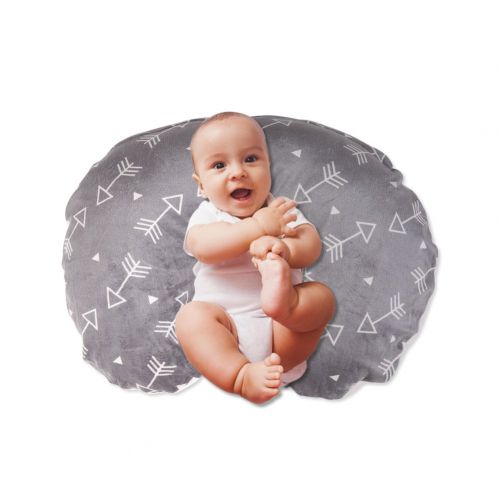  [아마존베스트]BORITAR Minky Nursing Pillow Covers 2 Pack, Super Soft Grey Arrow and Stars Printed with Dotted Backing