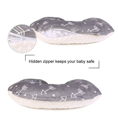  [아마존베스트]BORITAR Minky Nursing Pillow Covers 2 Pack, Super Soft Grey Arrow and Stars Printed with Dotted Backing