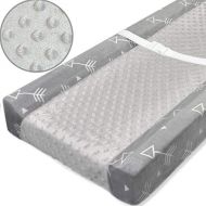 BORITAR Stretchy Changing Pad Covers with Dot Design, Ultra Soft Minky Fabric Changing Table Sheets for Unisex Infants, Grey Little Arrow Print