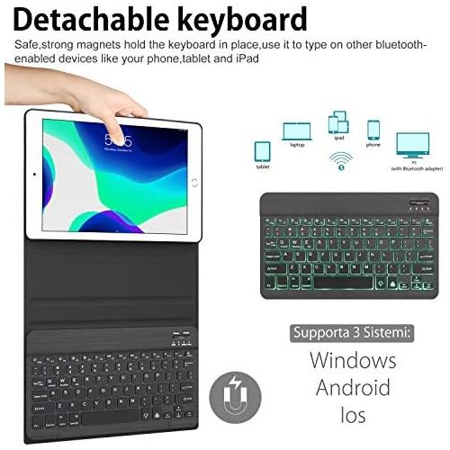  [아마존베스트]New iPad 10.2 8th 7th Generation 2019 Keyboard Case, Boriyuan 7 Colors Backlit Detachable Keyboard Slim Leather Folio Smart Cover for iPad 10.2 Inch/iPad Air 10.5(3rd Gen)/iPad Pro