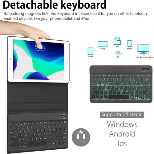  [아마존베스트]New iPad 10.2 8th 7th Generation 2019 Keyboard Case, Boriyuan 7 Colors Backlit Detachable Keyboard Slim Leather Folio Smart Cover for iPad 10.2 Inch/iPad Air 10.5(3rd Gen)/iPad Pro