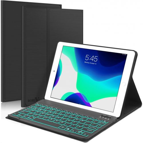  [아마존베스트]New iPad 10.2 8th 7th Generation 2019 Keyboard Case, Boriyuan 7 Colors Backlit Detachable Keyboard Slim Leather Folio Smart Cover for iPad 10.2 Inch/iPad Air 10.5(3rd Gen)/iPad Pro