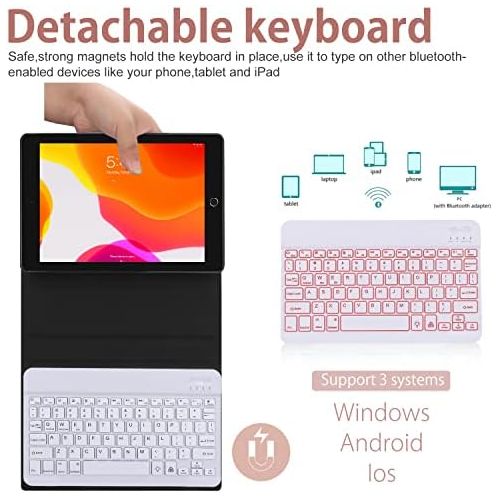  [아마존베스트]New iPad 10.2 8th 7th Generation 2019 Keyboard Case,Boriyuan 7 Colors Backlit Detachable Keyboard Slim Leather Folio Smart Cover for iPad 10.2 Inch/iPad Air 10.5(3rd Gen)/iPad Pro