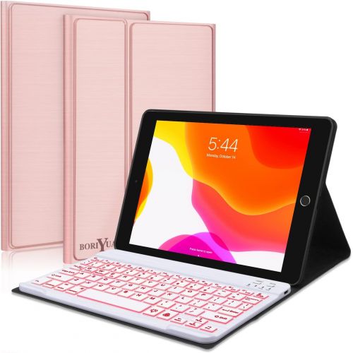  [아마존베스트]New iPad 10.2 8th 7th Generation 2019 Keyboard Case,Boriyuan 7 Colors Backlit Detachable Keyboard Slim Leather Folio Smart Cover for iPad 10.2 Inch/iPad Air 10.5(3rd Gen)/iPad Pro