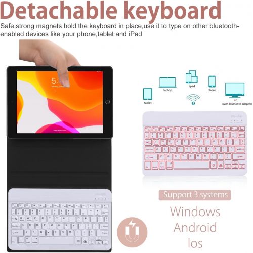  [아마존베스트]New iPad 10.2 8th 7th Generation 2019 Keyboard Case,Boriyuan 7 Colors Backlit Detachable Keyboard Slim Leather Folio Smart Cover for iPad 10.2 Inch/iPad Air 10.5(3rd Gen)/iPad Pro