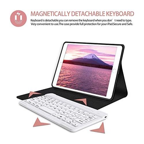  [아마존베스트]iPad Mini Keyboard Case - Boriyuan 7 Colors Backlit Detachable White Keyboard Slim Leather Folio Smart Cover for Apple iPad Mini 5 2019/iPad Mini 1 2 3 4 - Rose Gold