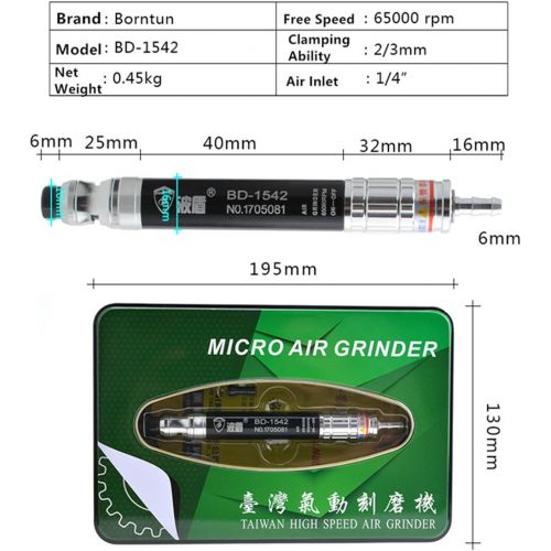  [아마존베스트]BORNTUN Micro Air Die Grinder Kit Mini Pneumatic Pencil Type Polishing Engraver Professional Air Power Tool (Champagne)