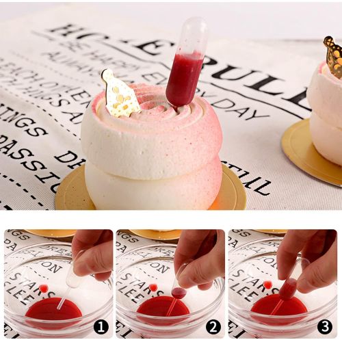  Strawberry Pipettes, BOROLA Liquor Injectors Plastic Pipettes Squeeze Dropper Disposable 4ml Mini Flavor Injector for Chocolate Strawberries Ice Cream Mini Cakes (50 Pcs, Star Shap