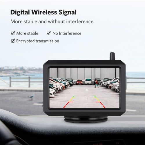  [아마존베스트]5 Inch Wireless Backup Camera Kit with Digital Signal, Waterproof Rear View Camera with 5″ TFT-LCD Monitor, Ideal for Sedans, Pickup Truck, SUV, Minivans (BOSCAM K7)