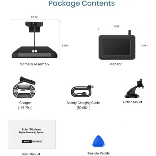  [아마존베스트]Solar Wireless Backup Camera, DIY No Wiring No Drilling Install with Digital Wireless Rear View Camera, Universal Bracket for Most Vehicle (BOSCAM SunGo Pro)