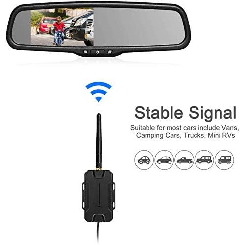  Boscam K2 Reversing Camera Set, Wireless, 14.4 cm / 4.3 Inch LCD Colour Display In Rear View Mirror, IP 68 Waterproof, Reversing Camera with Night Vision For Car, Bus, Lorry, Schoo