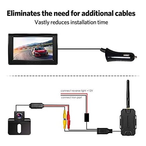  Boscam K1 Reversing Camera and Monitor Set Wireless Parking Aid with 14.4 cm / 4.3 Inch LCD Colour Display Rear View Monitor and IP68 Waterproof Camera for Car, Bus, Lorry, School