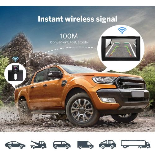  Boscam K1 Reversing Camera and Monitor Set Wireless Parking Aid with 14.4 cm / 4.3 Inch LCD Colour Display Rear View Monitor and IP68 Waterproof Camera for Car, Bus, Lorry, School