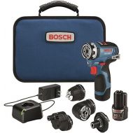 BOSCH GSR12V-300FCB22 12V Max EC Brushless Flexiclick 5-In-1 Drill/Driver System with (2) 2 Ah Batteries