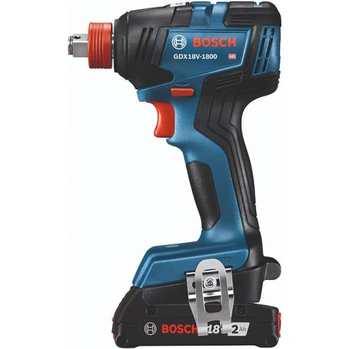  BOSCH GXL18V-240B22 18V 2-Tool Combo Kit with 1/2 In. Hammer Drill/Driver, Two-In-One 1/4 In. and 1/2 In. Bit/Socket Impact Driver/Wrench and (2) 2 Ah Standard Power Batteries