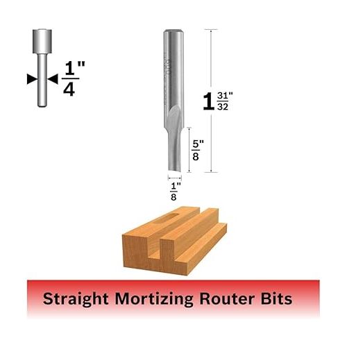  BOSCH 85152 1/8-Inch Straight Bit with High-Speed Steel Construction, 1/4-Inch Xl Shank