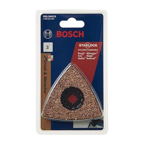 BOSCH OSL300CR 1-Piece 3 In. Starlock Oscillating Multi Tool Grout & Abrasive Carbide Grit Delta Rasp for Applications in Thinset Removal