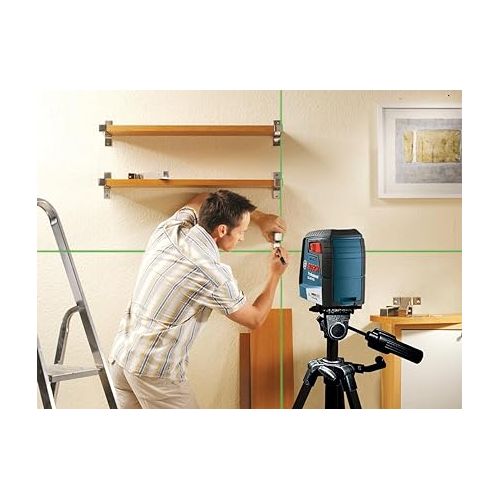  BOSCH GLL40-20G 40 Ft Green-Beam Self-Leveling Cross-Line Laser, Includes 2 AA Batteries, Flexible Mounting Device, & Pouch