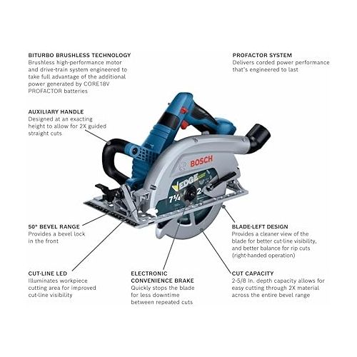  BOSCH GKS18V-26LN PROFACTOR™ 18V 7-1/4 In. Blade-Left Circular Saw (Bare Tool)