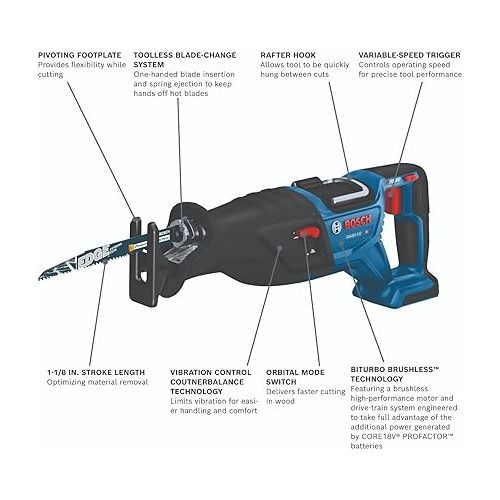  BOSCH GSA18V-110N PROFACTOR™ 18V 1-1/8 In. Reciprocating Saw (Bare Tool)