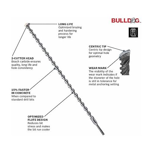  BOSCH HC2011 3/16 In. x 4 In. x 6 In. Bulldog SDS-Plus Rotary Hammer Bit, Gray