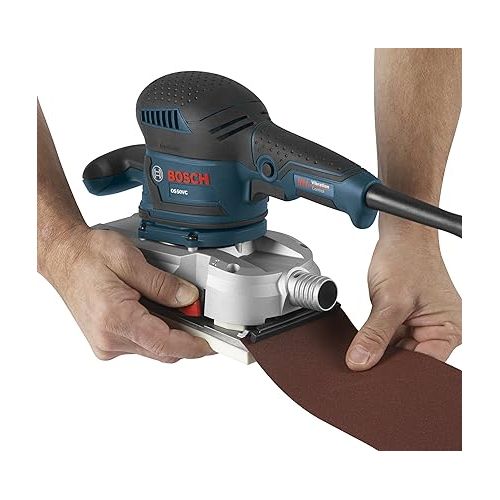  BOSCH OS50VC Electric Orbital Sander - 3.4 Amp 1/2 Inch Finishing Belt Sander Kit with Vibration Control for 4.5 Inch x 9 Inch Sheets , Blue