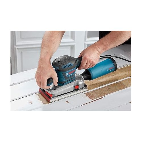  BOSCH OS50VC Electric Orbital Sander - 3.4 Amp 1/2 Inch Finishing Belt Sander Kit with Vibration Control for 4.5 Inch x 9 Inch Sheets , Blue