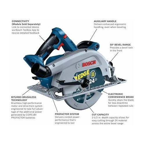  BOSCH GKS18V-25CN PROFACTOR™ 18V Connected-Ready 7-1/4 In. Circular Saw (Bare Tool)