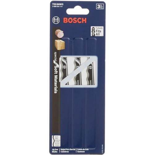  BOSCH T313AW3 3-Piece 6 In. Knife Edge Special for Soft Materials T-Shank Jig Saw Blades, Black