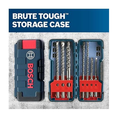  BOSCH HCK001 7 Piece Carbide-Tipped SDS-plus Rotary Hammer Drill Bit Set with Storage Case