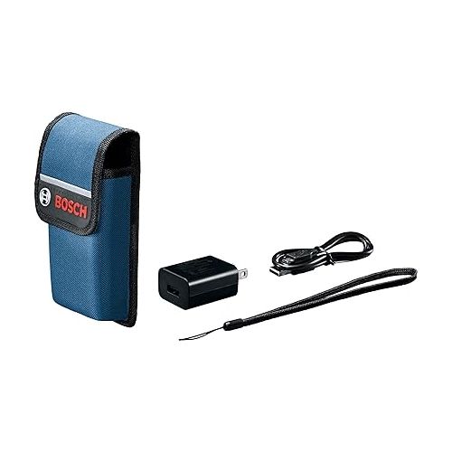  BOSCH GLM400CL 400 Ft BLAZE Outdoor Connected Laser Measure, Includes 1.0 Ah 3.7V Lithium-Ion Battery & Charger, Micro USB Cable, Hand Strap, & Pouch