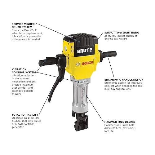  BOSCH BH2760VC 120-Volt 1-1/8 Brute Breaker Hammer, Yellow/Black