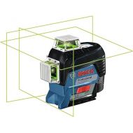 BOSCH GLL3-330CG 200 Ft 12V Max Connected 360 Degree Green-Beam Laser, Includes 2.0 Ah 12V Max Lithium-Ion Battery & Charger, AA1 Alkaline Battery Adapter, Hard Carrying Case, & Accessories