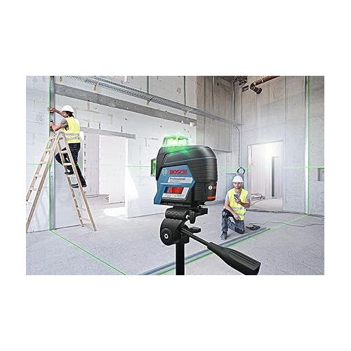  BOSCH GLL3-330CG 200 Ft 12V Max Connected 360 Degree Green-Beam Laser, Includes 2.0 Ah 12V Max Lithium-Ion Battery & Charger, AA1 Alkaline Battery Adapter, Hard Carrying Case, & Accessories