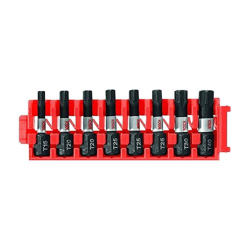  BOSCH CCSTV108 8-Piece Assorted Set 1 In. Impact Tough Torx Insert Bits with Clip for Custom Case System