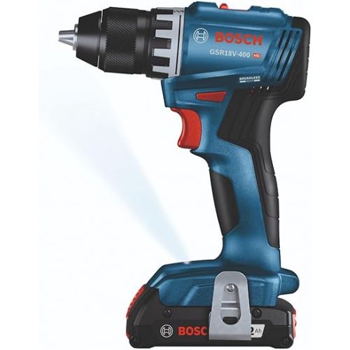  BOSCH GSR18V-400B22 18V Compact Brushless 1/2 In. Drill/Driver Kit with (2) 2 Ah Standard Batteries