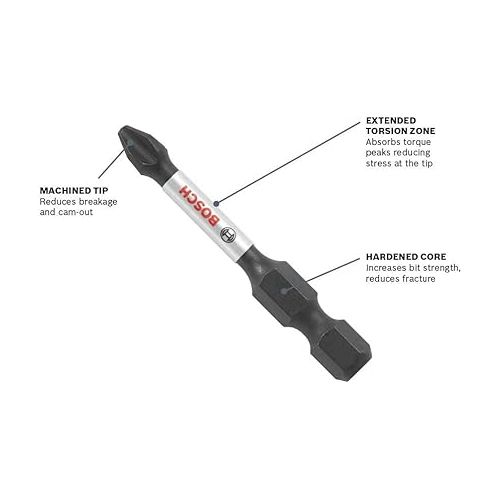  BOSCH ITSQ235B 10-Pack 3-1/2 In. Square #2 Impact Tough Screwdriving Power Bits