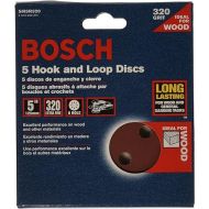 BOSCH SR5R320 5-Piece 320 Grit 5 In. 8 Hole Hook-And-Loop Sanding Discs
