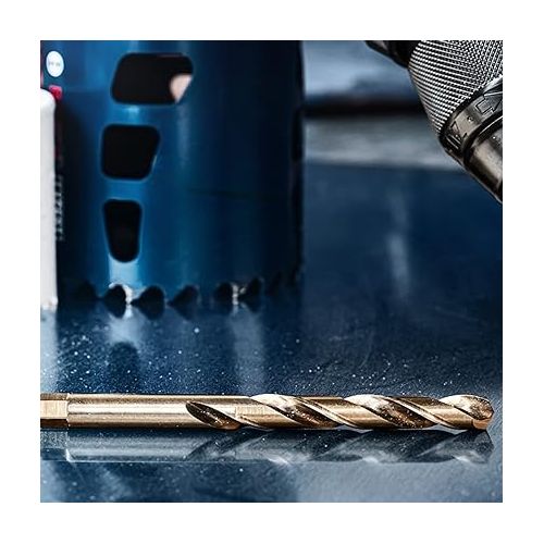  BOSCH CO4143 1-Piece 1/4 In. x 4 In. Cobalt Metal Drill Bit for Drilling Applications in Light-Gauge Metal, High-Carbon Steel, Aluminum and Ally Steel, Cast Iron, Stainless Steel, Titanium