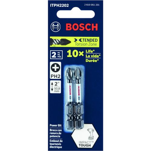  BOSCH ITPH2215 15-Pack 2 In. Phillips #2 Impact Tough Screwdriving Power Bits