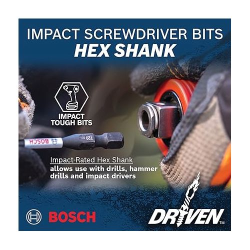  BOSCH ITDSQ2215 15-Pack 2 In. Driven Square #2 Impact Tough Screwdriving Power Bits