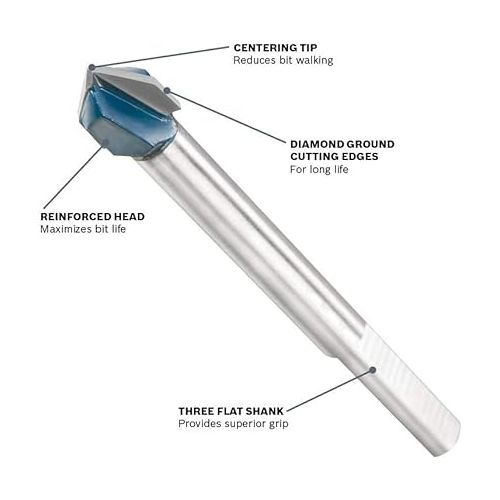  BOSCH GT500 3/8inch Carbide Tipped Glass, Ceramic and Tile Drill Bit , Blue
