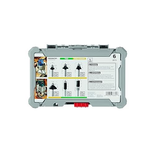  BOSCH RBS006TES 6-Piece (Universally Compatible Accessory) Carbide-Tipped Trim and Edging Router Bit Assorted Set