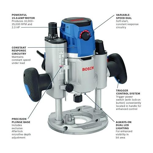  BOSCH MRP23EVS 120-Volt 2.3 HP Electronic Plunge Base Router